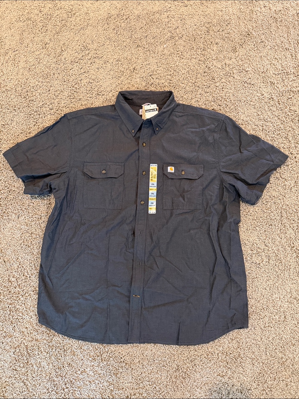 Carhartt Men's Short Sleeve Button-Down Shirt in Charcoal